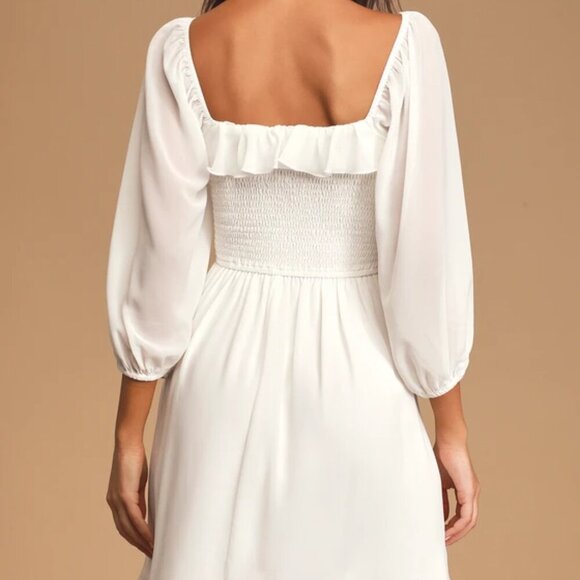 White Off-Shoulder Chiffon Dress with Ruffle Detail - Size M, New with Tags - Picture 4 of 8